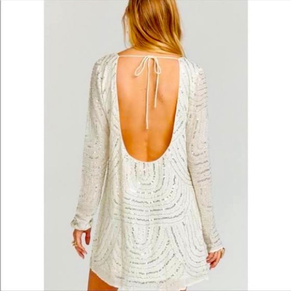 Show me your Mumu embellished sequin Iggy mini dress Frost nwt size small - Picture 3 of 13